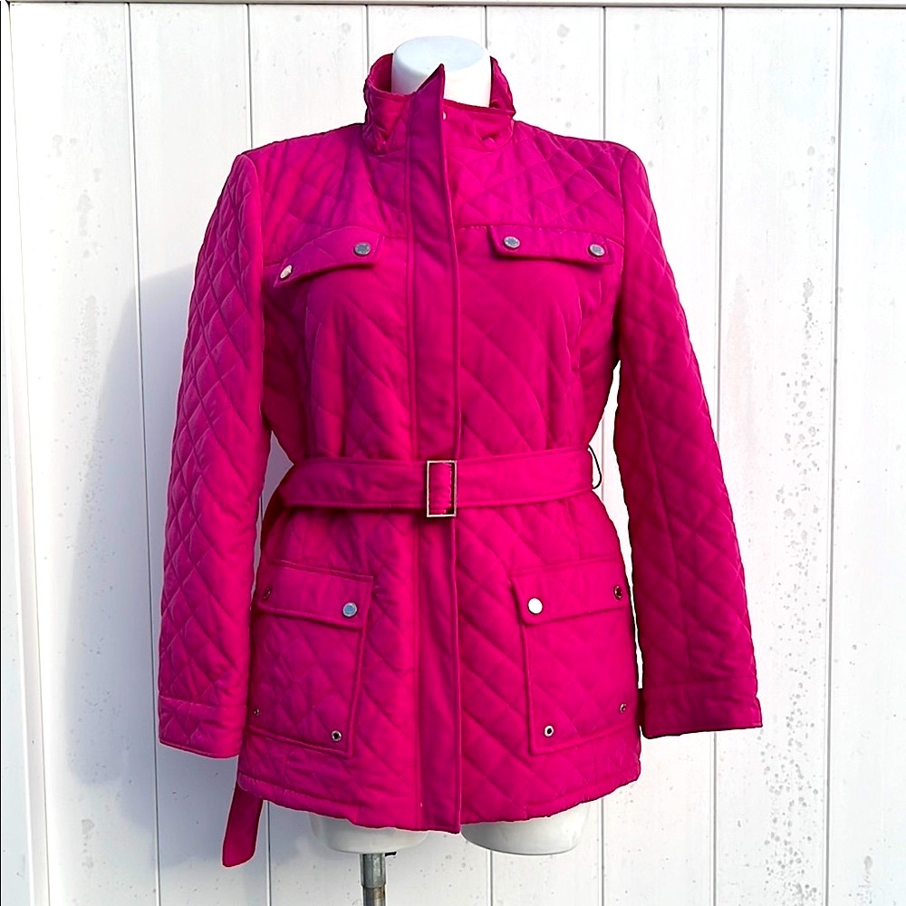 CALVIN KLEIN Hot Pink Quilted Faux Fur Lined Coat - Women’s XL